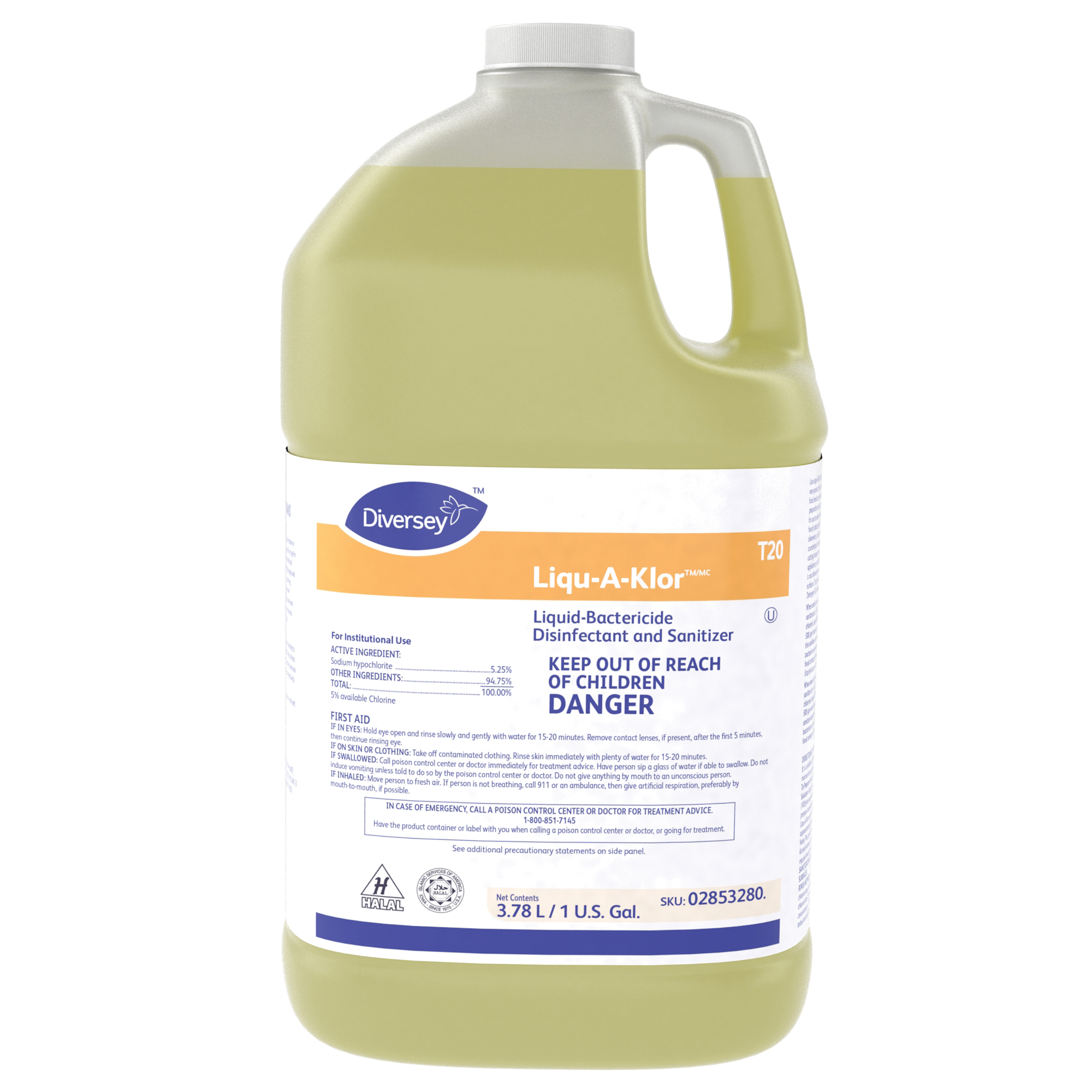 02853280 LIQU-A-KLOR  4/1GALCHLORINE SANITIZER