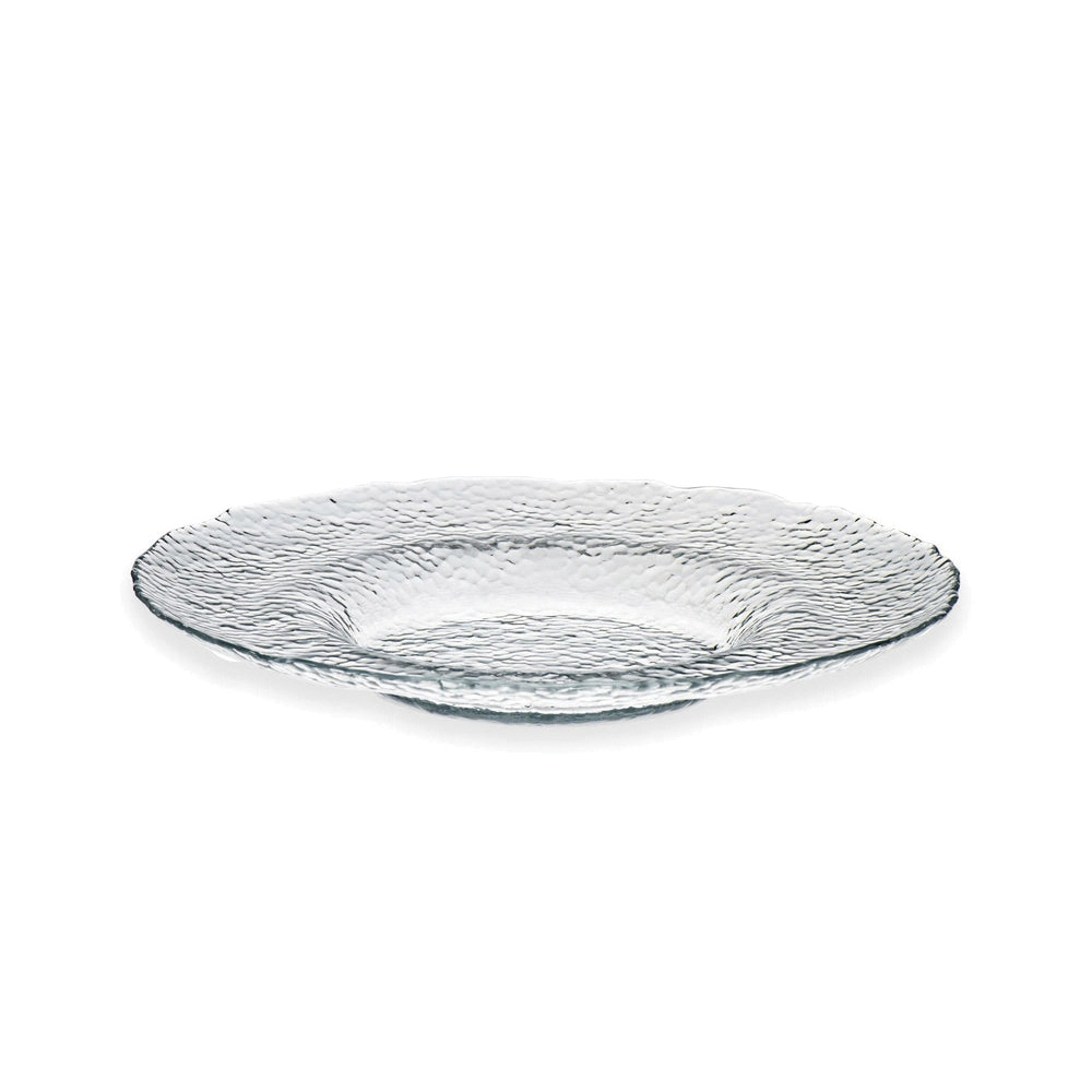 GLASS PLATE 11.02" HAMMERED CLEAR GLASS - 12/CS