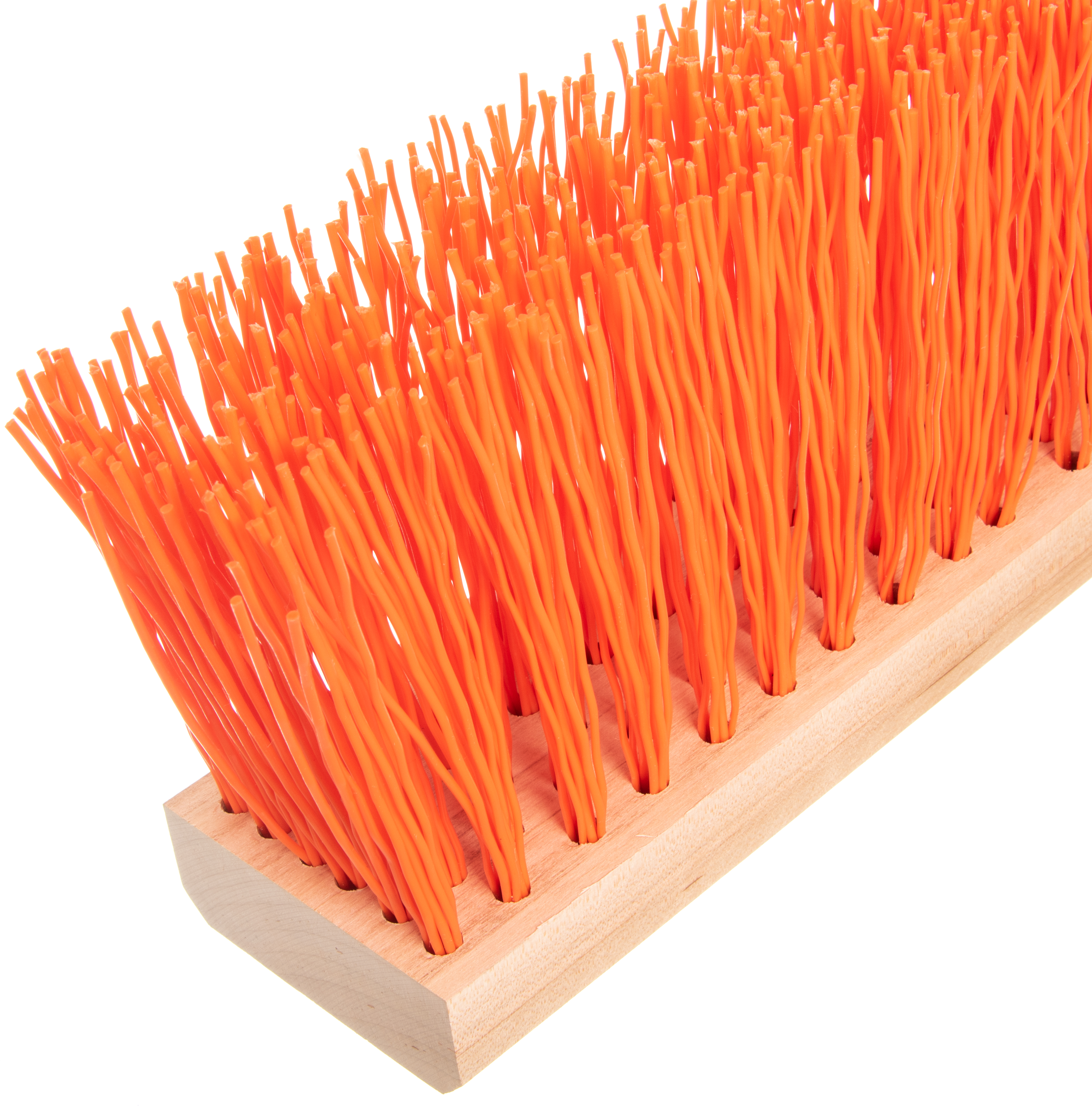 PUSH BROOM HEAD 16" HARDWOOD BLOCK ORANGE BRISTLES - EA
