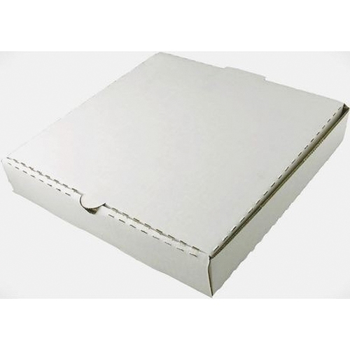 8" WHITE CORR. PIZZA BOX 50/BD 8x8X2 B-FLUTE STOCK PRINT