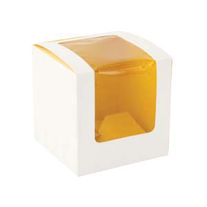 209BCKF1 YELLOW 2-CUPCAKE BOXWITH WINDOW 100/CS