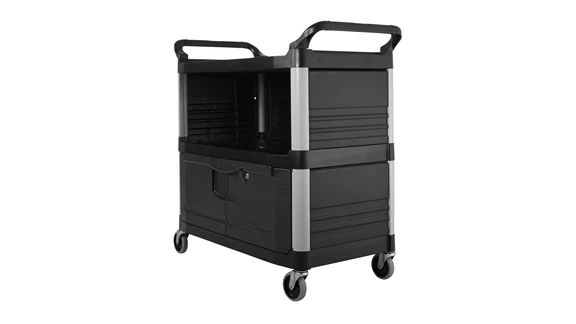 Cart with Lockable Doors Black