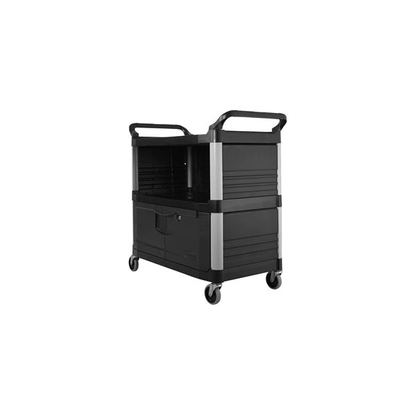 Cart with Lockable Doors Black