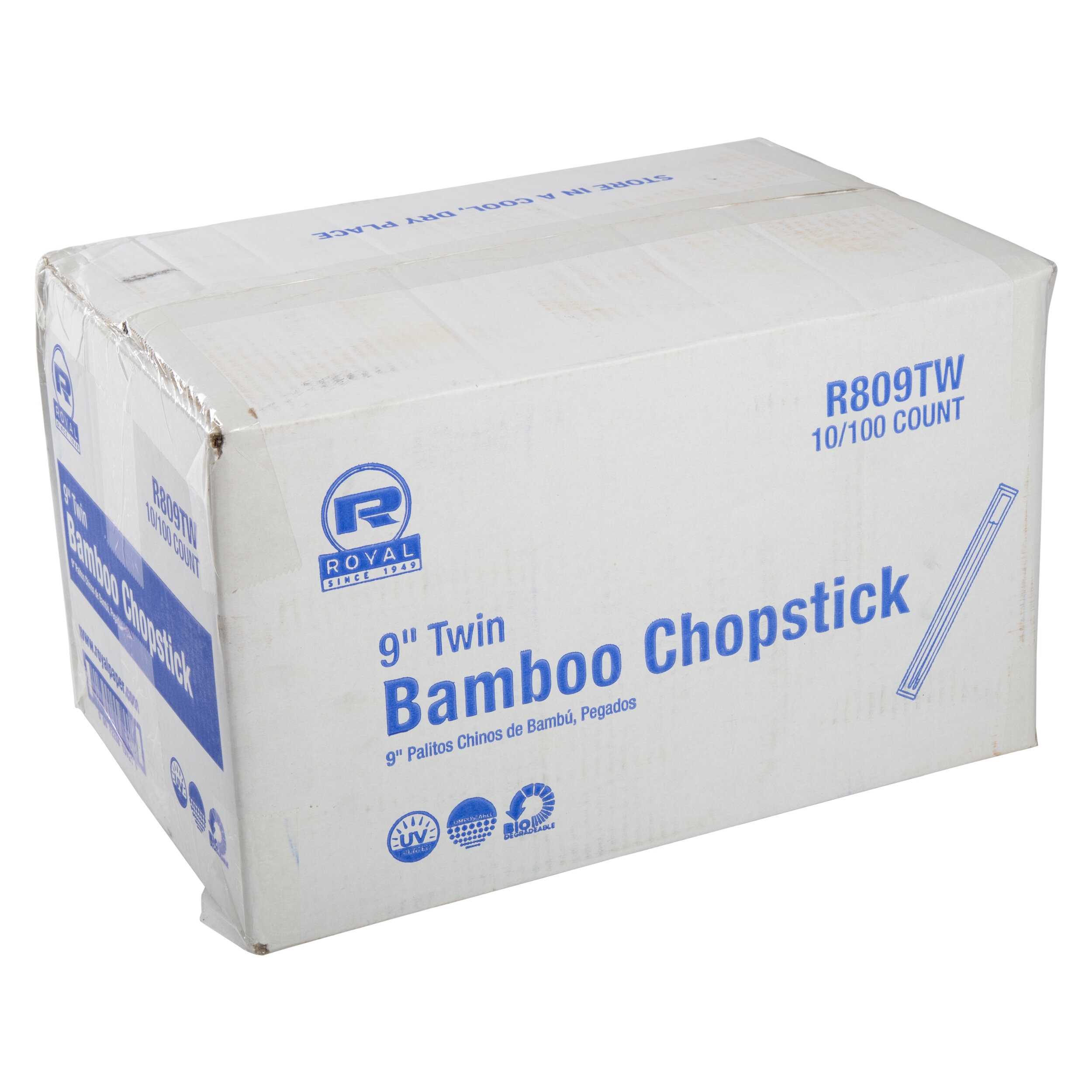 CHOPSTICK BAMBOO WRP 1M/CS9" WHITE/BAMBOO PRINT