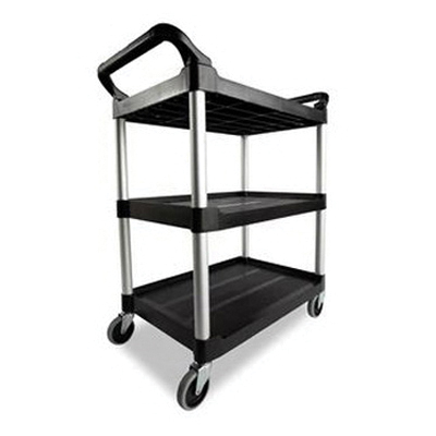 3424-88 BLACK UTILITY CART  EA 3-SHELVES   S/O