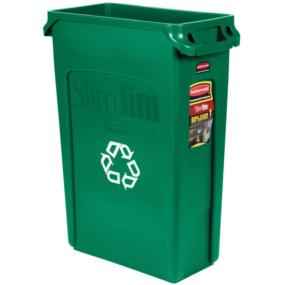 3540-07 GREEN 23GAL SLIM JIM4/CS RECYCLING W/VENTS