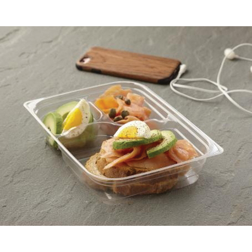 184623B300N 3-COMP BENTO BOX300/CS LARGE CLEAR TRAY