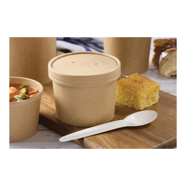 551104D500 Kraft Paper Lid F/8-16oz Soup Cup 500/cs