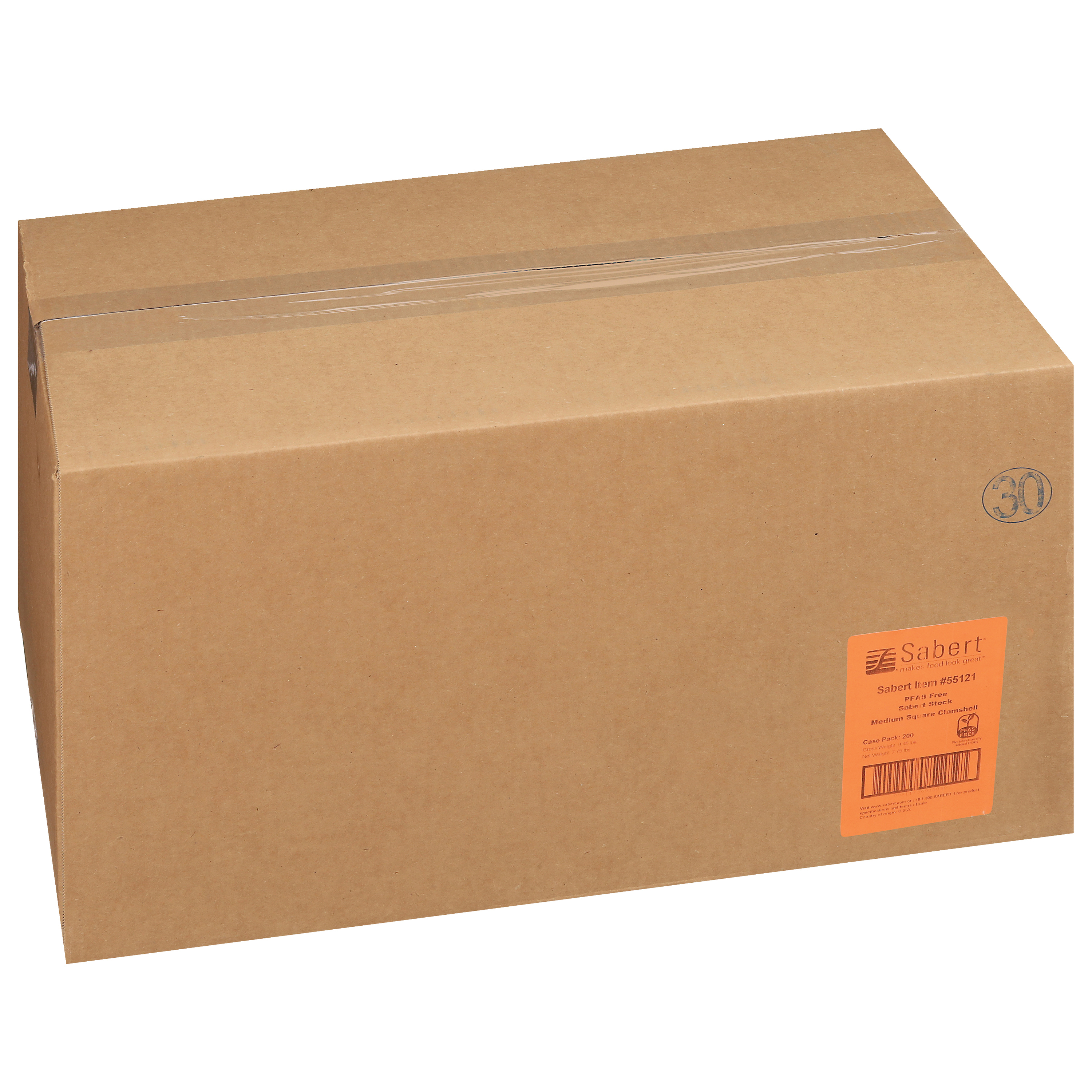 55121 Kraft Med Sq Fluted Clamshell 6x6x3 200/cs