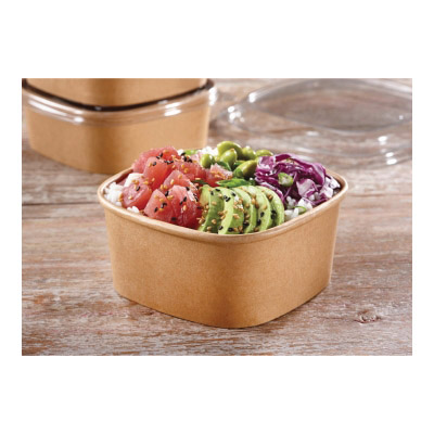 PKB25016D300 16oz Kraft Square Bowl 300/cs