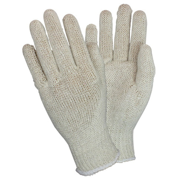 MENS WHT COTTON GLOVE 40DZ/CS COTTON POLY STRING KNIT S/O