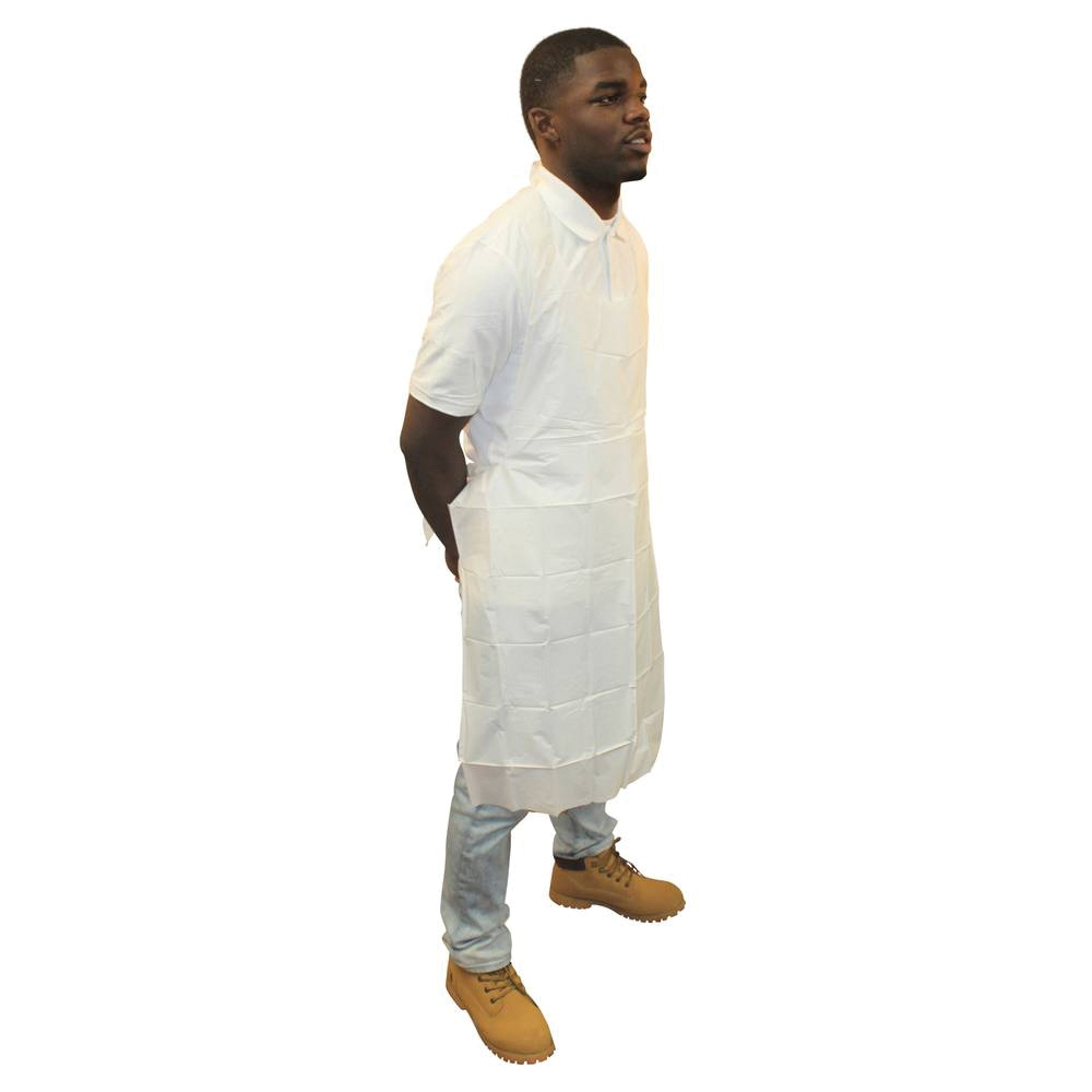 MDP-46-2 WHT APRON 28X46 5/100 POLYETHYLENE 2MIL