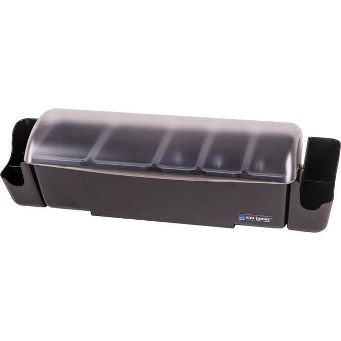 Bar Condiment Holder - 5 Trays w/lid Black Base - EA