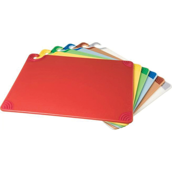 CUTTING BOARD COMBO 18X24X1/2 ANTI SLIP W/HOOK YELLOW RED BROWN BLUE GREEN WHITE - 6/CS