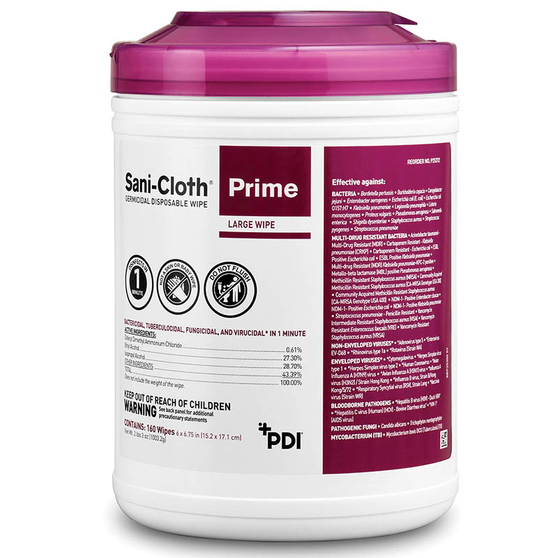 P25372 SANI-CLOTH PRIME 12/160GERMICIDAL DISPSBL WIPE PURPLE