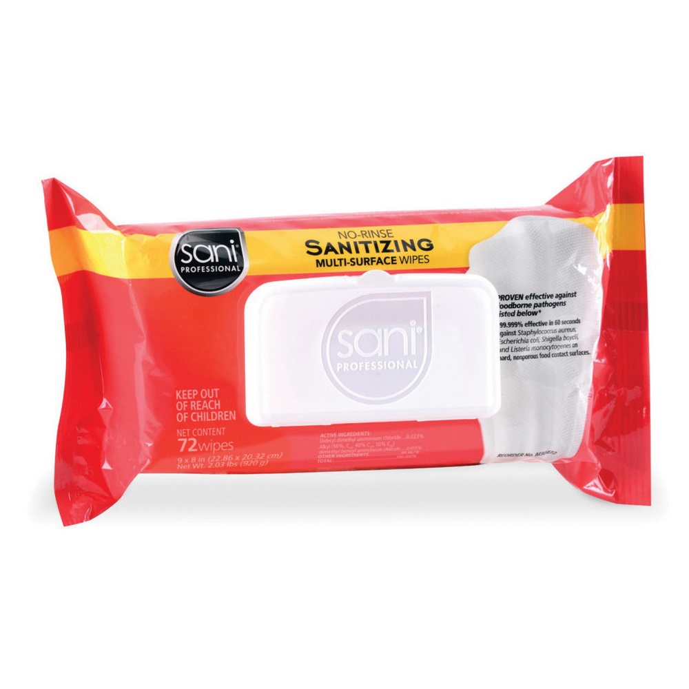 NO-RINSE SANITZNG WIPE 12/72CT M30472 RED MULTI-SURF SOFTPACK