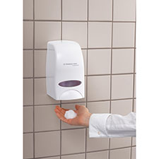 Scott Essential High Capacity Manual Soap And Hand Sanitizer Dispenser, White, 1.0 L Capacity, 4.85" X 8.36" X 5.43"