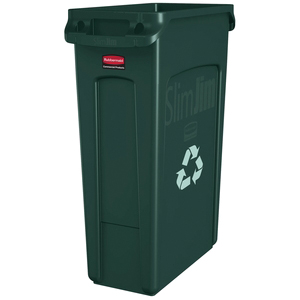 3540-07 GREEN 23GAL SLIM JIM4/CS RECYCLING W/VENTS