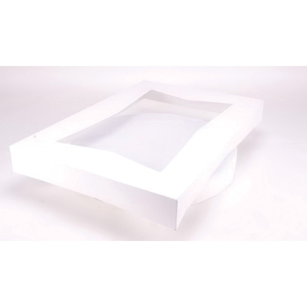 BAKERY BOX LID WHITE 50/PK WINDOW 26.5X18.625X3