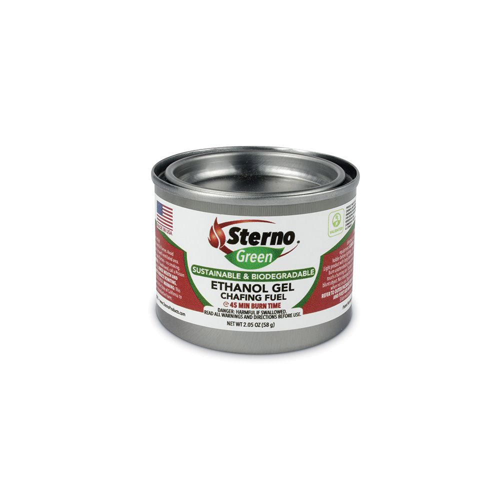 20106 45MIN STERNO ROOM SERVICE STOCK GREEN ETHANOL GEL 144/CS