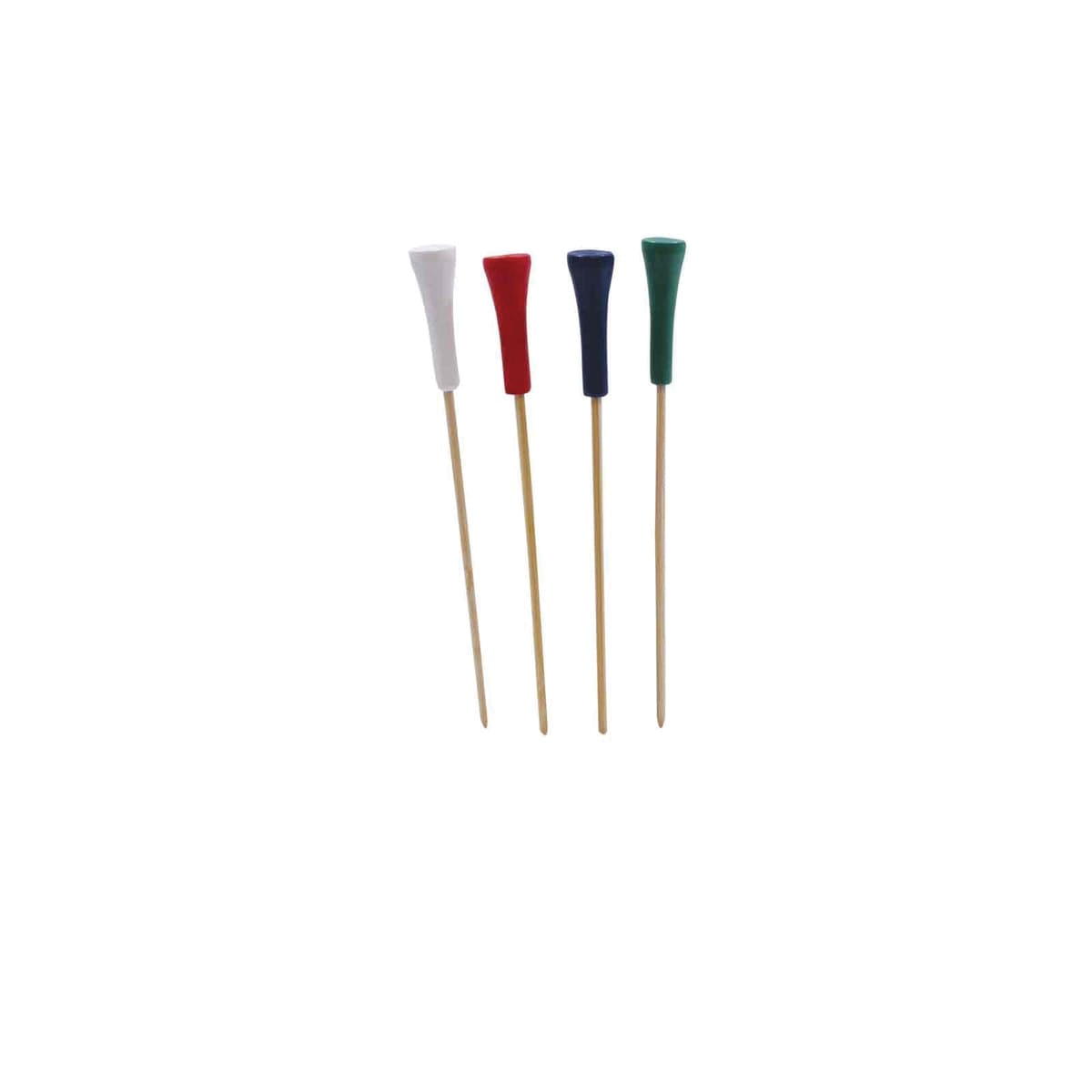4.5" Bamboo Golf Tee Picks White Blue Green & Red 12/100/cs