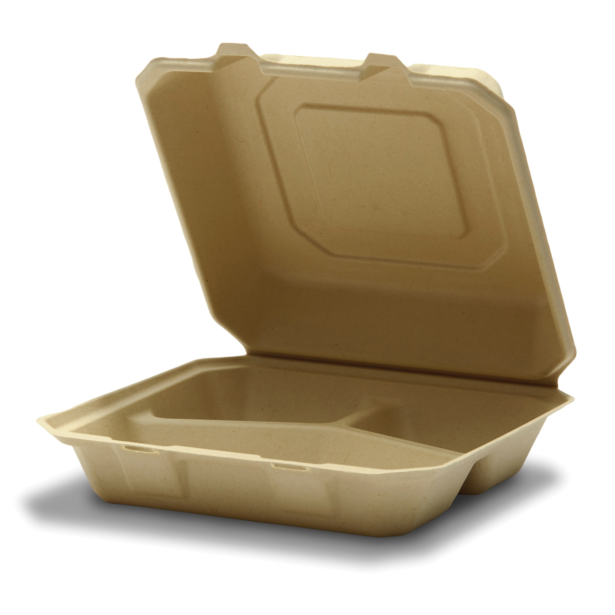 433490 9" 3COMPT HINGEWARE 200/CS KRAFT COMPOSTABLE