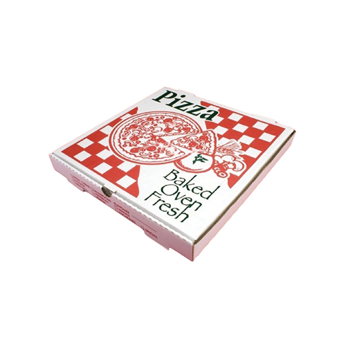 10" WHITE CORR. PIZZA BOX 50/bd 10X10X2 B-FLUTE STOCK PRINT