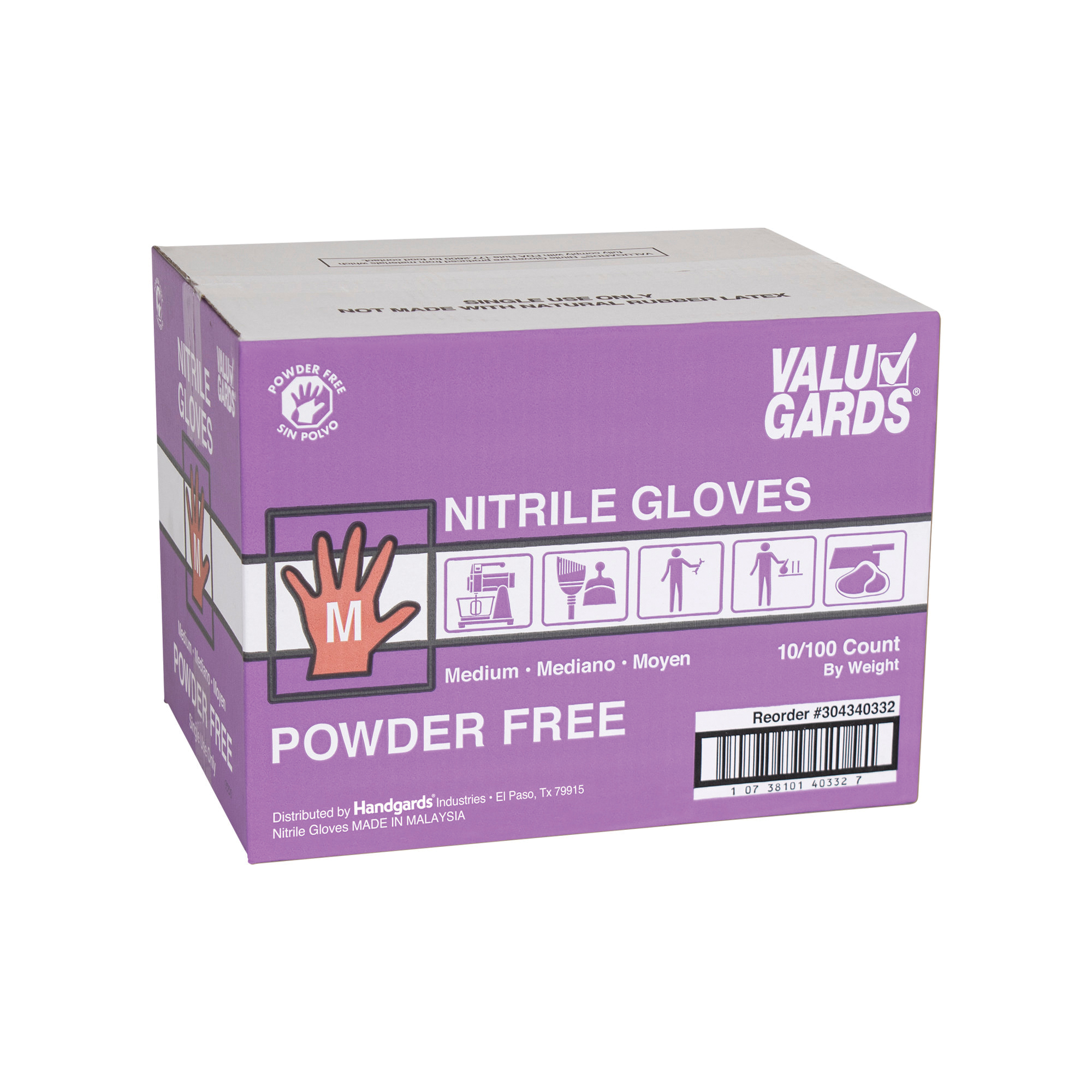 MD PURPLE PF NITRILE GLOVE 1M/CS10/100  304340332