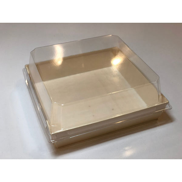 TG-CT-5.6x5.6 BALSA WOOD TRAY W/CLEAR COVER  100/CS