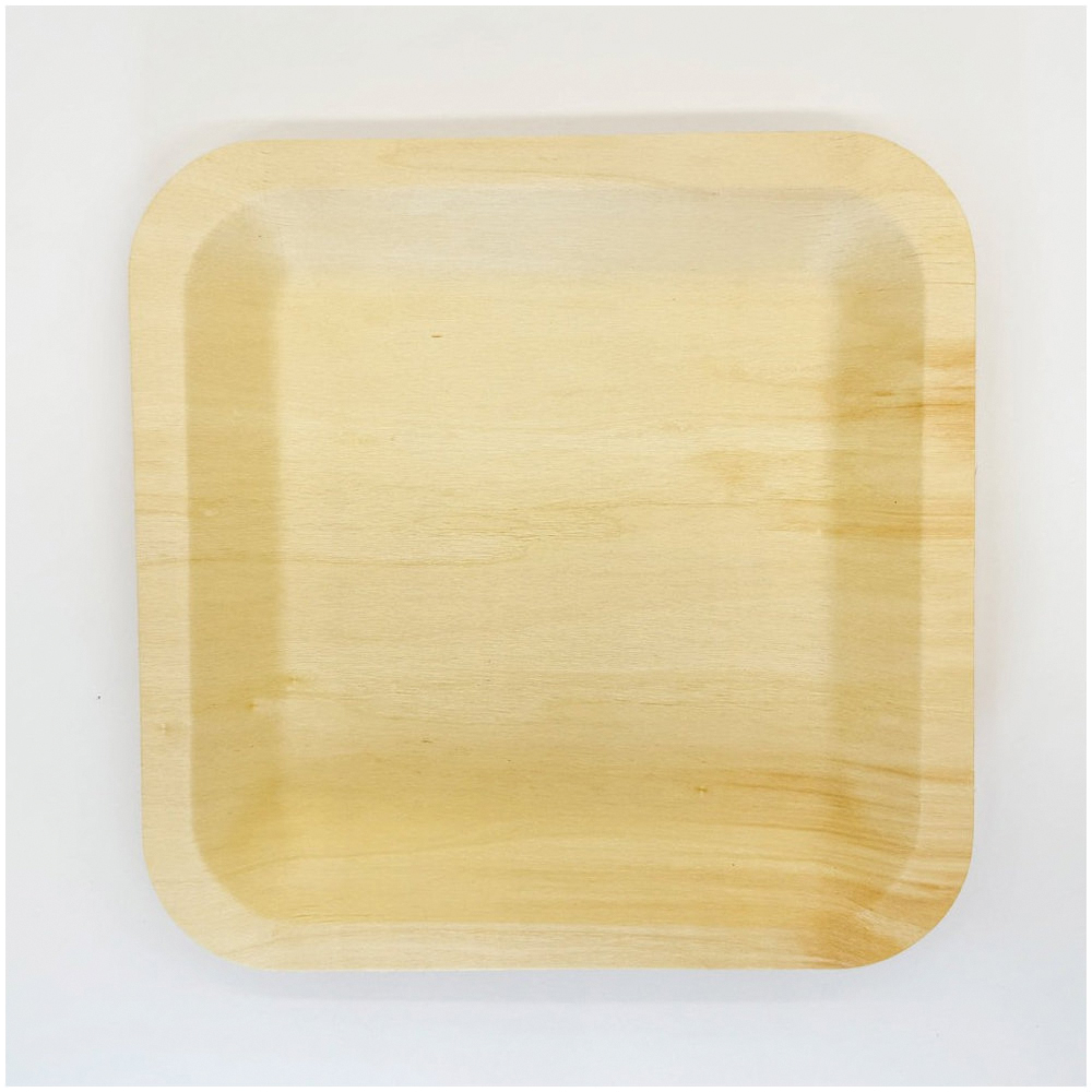 VT-TW-9X9 9" Square Wooden Plate 300/cs