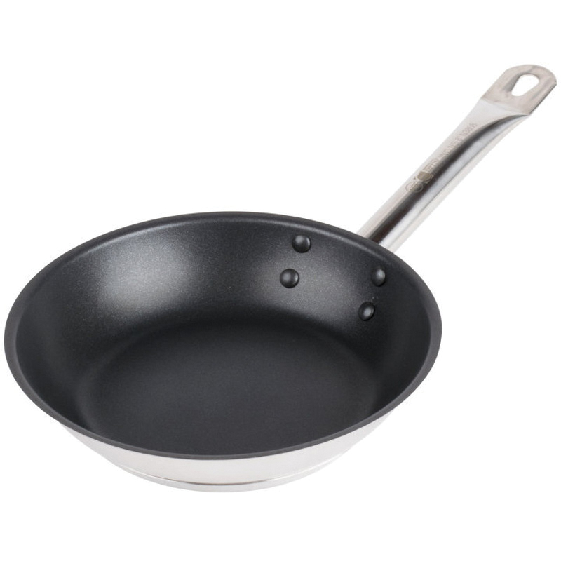 N3808 INDUCTION FRY PAN 8" -EA NONSTICK SS  W/ALUM BTM S/O