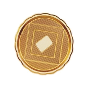 ART.017/32 ROUND MEDORO TRAY12.6" GOLD TRAY 100/CS
