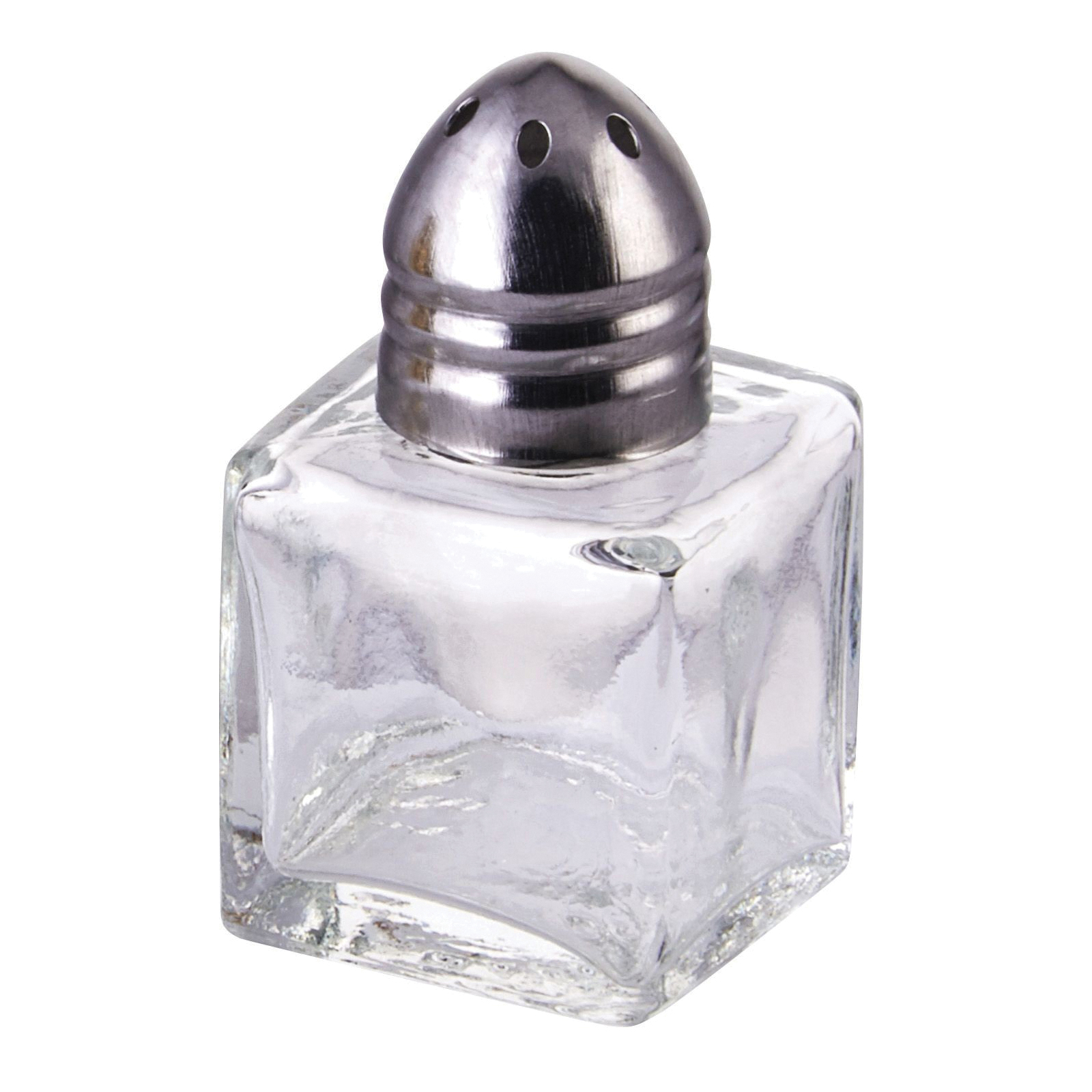 G-100 SALT PEPPER SHAKER 1/2OZ SQUARE GLASS SS TOP - DZ