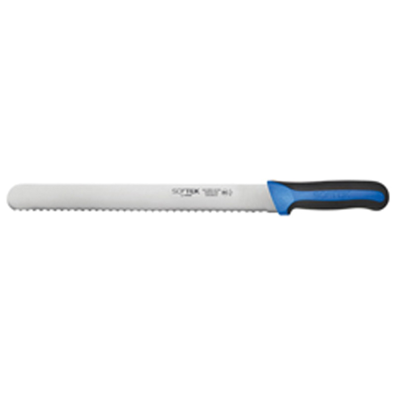 KSTK-121 KNIFE SLICER 12" WAVYNONSLIP BLACK/BLUE HAND