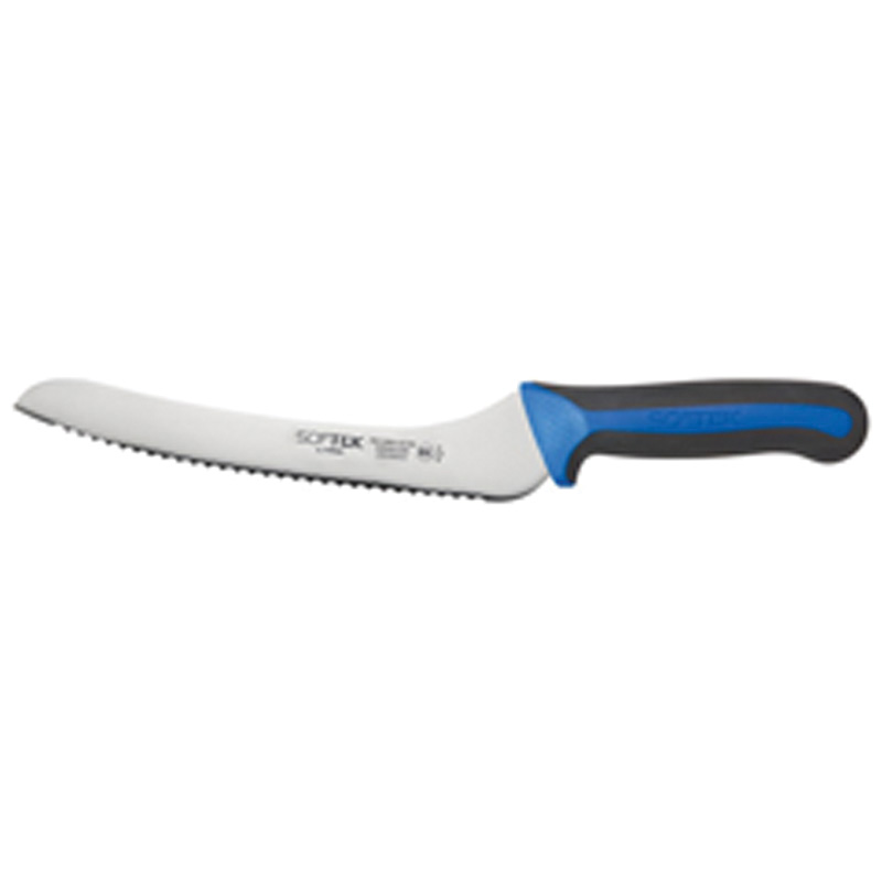 KSTK-92 KNIFE BREAD 9" OFFSETNON SLIP BLACK/BLUE HAND STOCK