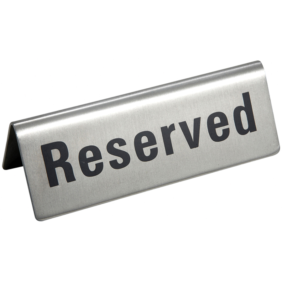RVS-4 TABLETOP SIGN "RESERVED" 4-3/4"X1-3/4" S/S