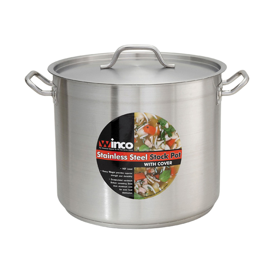 Stock Pot 24 QT Tri-Ply Heavy Duty Botton 18/8 SS - EA