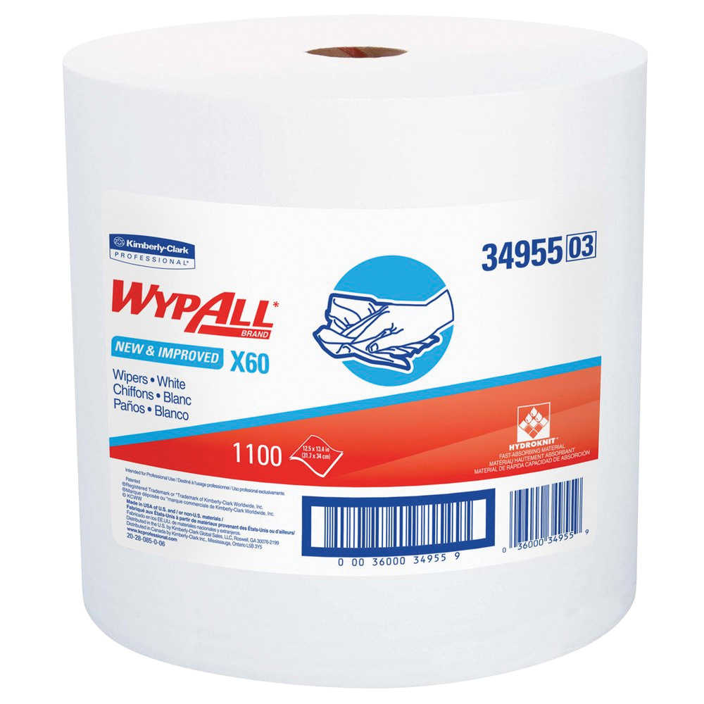 34955  X60 JUMBO ROLL WIPERSWYPALL 1100' WHT LIGHT WEIGHT